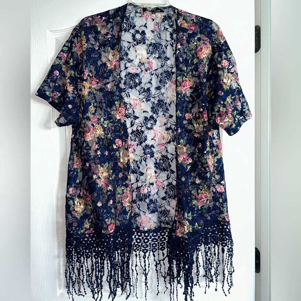 Sweet Rain Multicolor Floral Lace Kimono